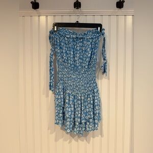 Blue Life Floral Mini Dress in Blue and White